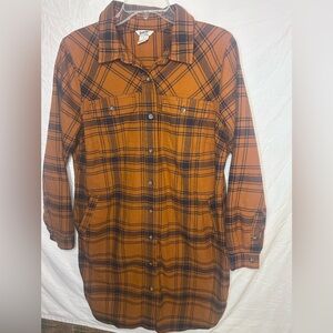 Duluth Trading Co Women’s Plaid Longline Flannel Shirt Jacket Size L